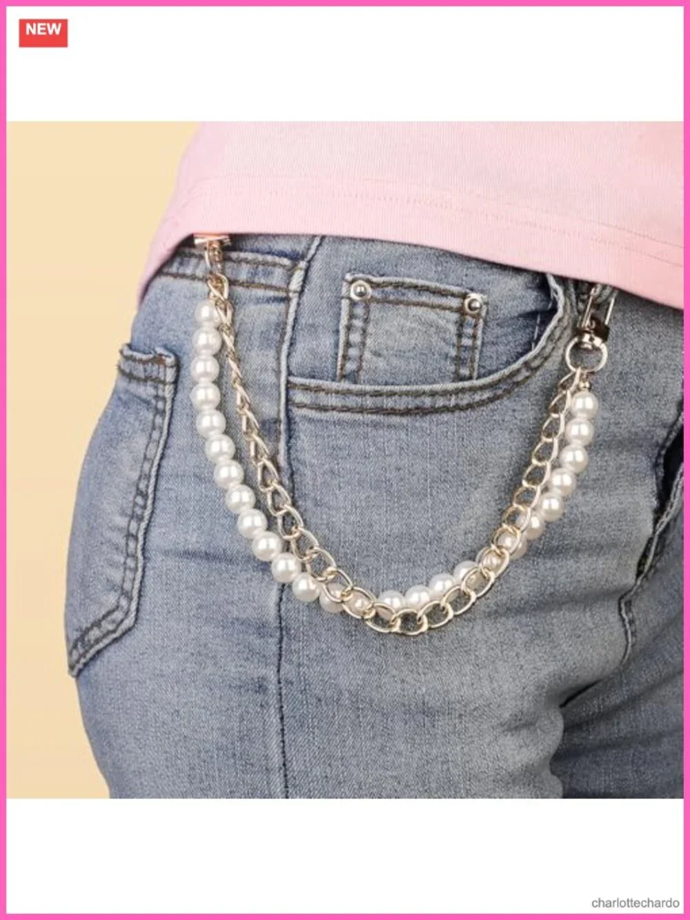 Pearl Purse Chain Bag Charm Gold Straps Handbag Accessory Lobster Clasp